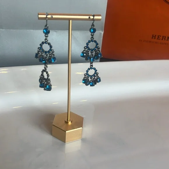 Elegant Blue Crystal Chandelier Earrings - Picture 7 of 7